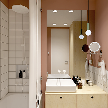 mieszkanie w bloku, Pracownia wnętrz oko.na.design, projektantka wnętrz kraków, łazienka retro, biała armatura