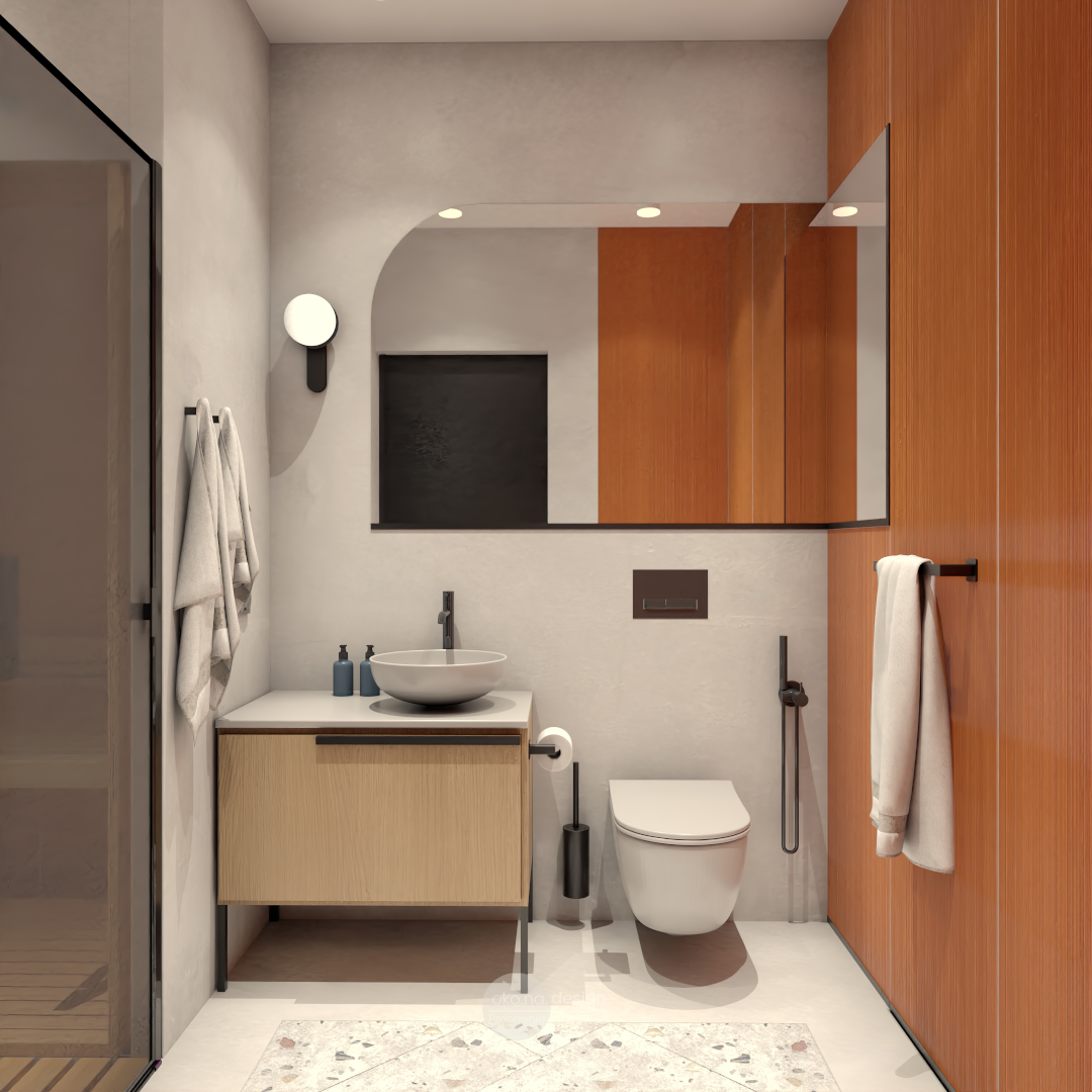 Łazienka-parter-sauna w strefie prysznica-oko-na-design, Pracownia wnętrz oko.na.design, projektantka wnętrz kraków, ukryta pralnia